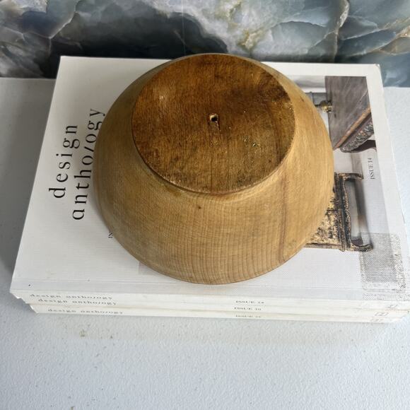 Thick Primitive Hand-Turned Wooden Dough Bowl Rustic Country Decor 7" - Picture 3 of 10